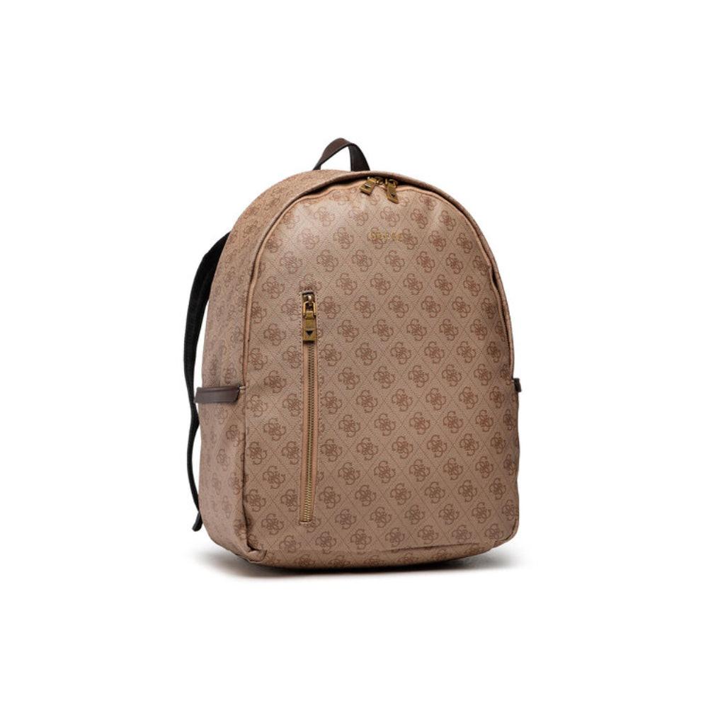 Guess Vezzola Brown 4G Logo Backpack for Men — Luxury Synthetic Leather Designer Bag (21/32.5x39.5x15 cm).